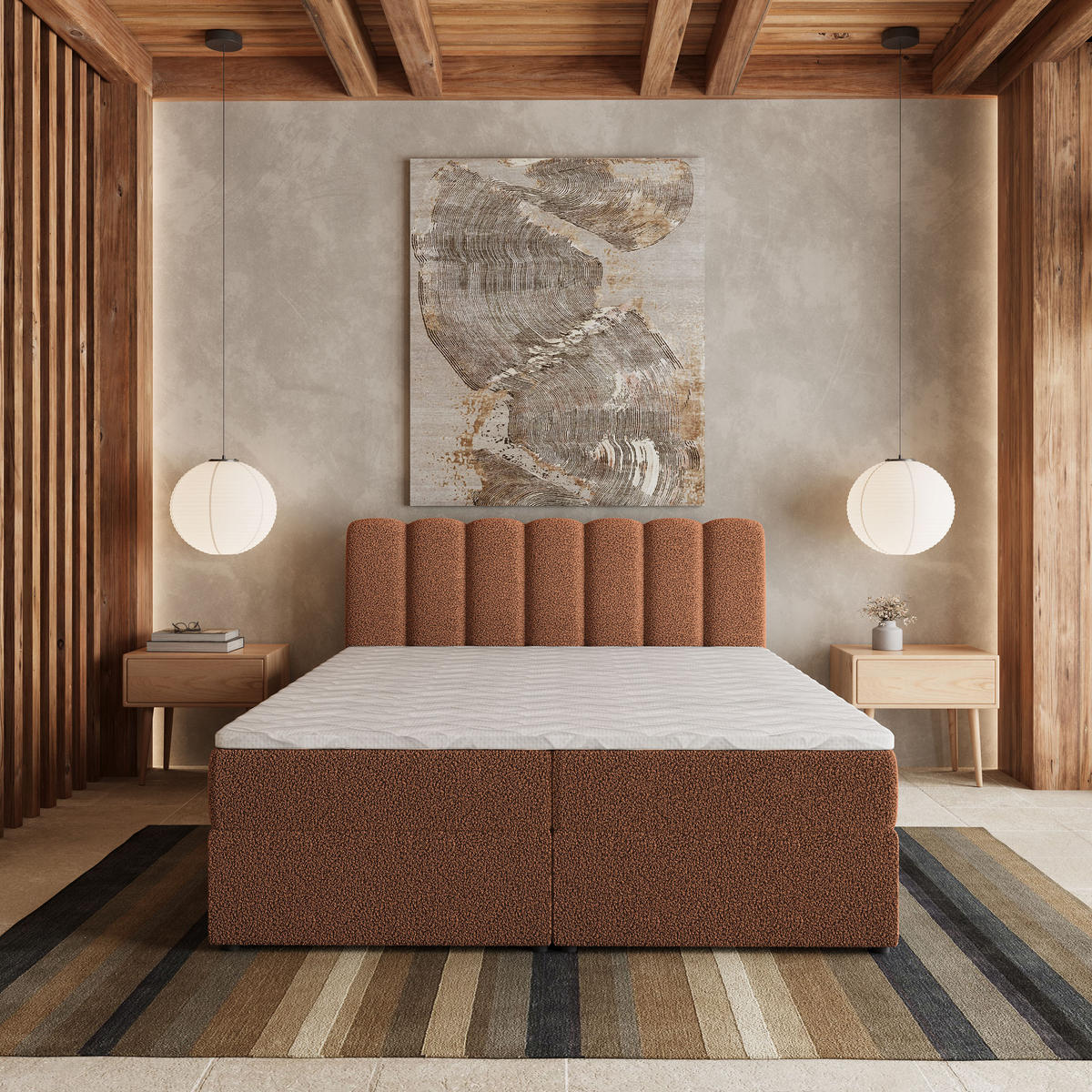 BOXBETT SOLIA 180x200 cm mit Matratze und Topper, H2+H3 - Kupferfarben - Kupferfarben, Holz (180/200cm) - MASSENO