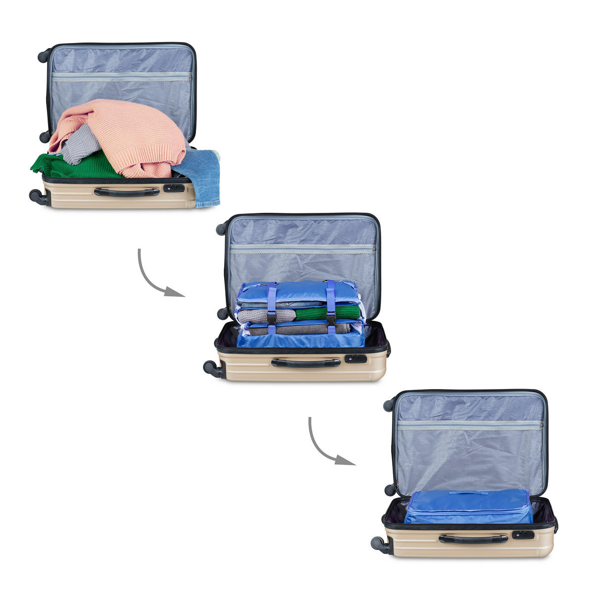 GEPÄCK-ORGANIZER - Dunkelblau, Textil/Metall (44/55/30cm) - Relaxdays