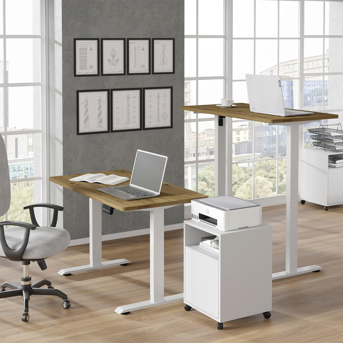 SCHREIBTISCH Ergo Holz und Weiß - Braun, Holzwerkstoff (120/65/73cm) - Petits-meubles