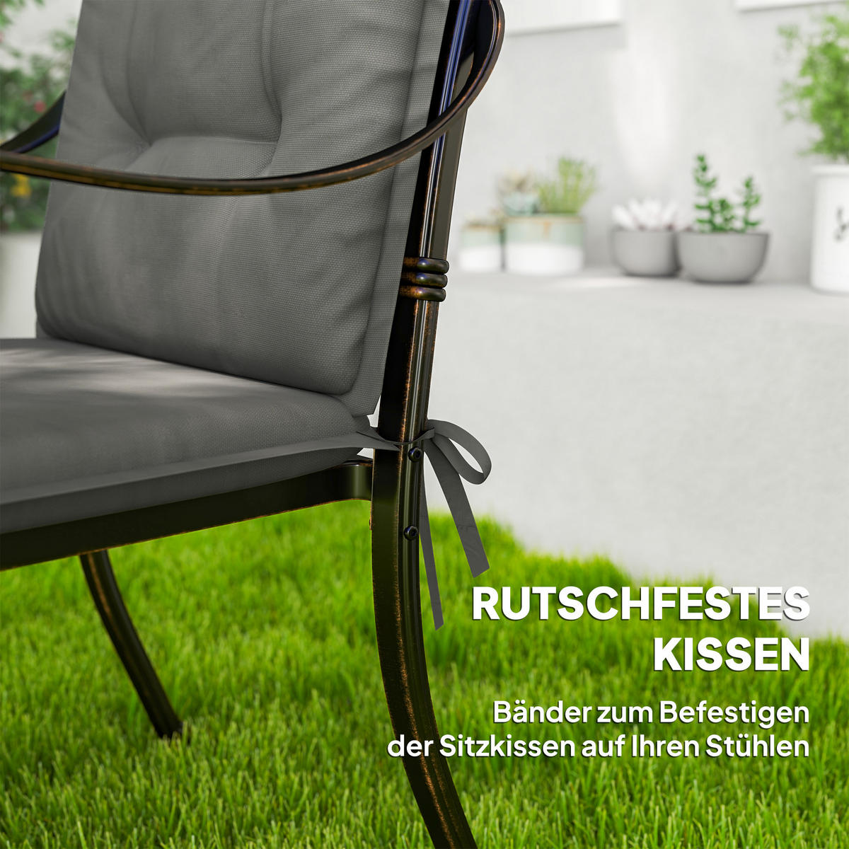 SITZKISSEN 4er Set 108 x 50 x 5 cm - Hellgrau, Kunststoff (50/5/108cm) - Outsunny