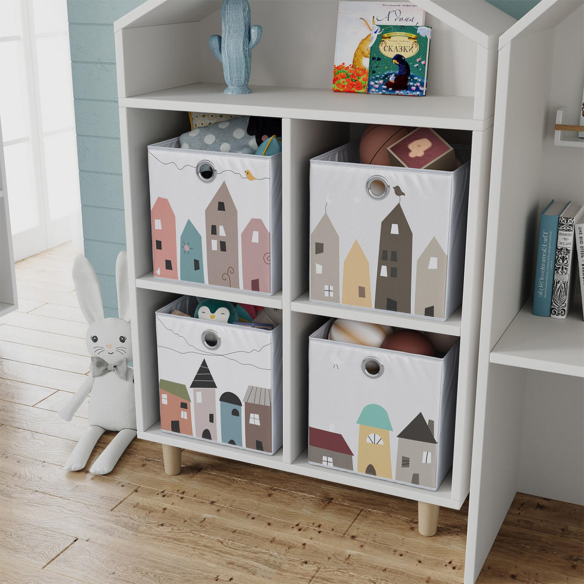 FALTBOX Grau (Stadt) 30 x 30 cm (Motiv Stadt) - Braun/Grau, Wellpappe (30/30cm) - Vicco