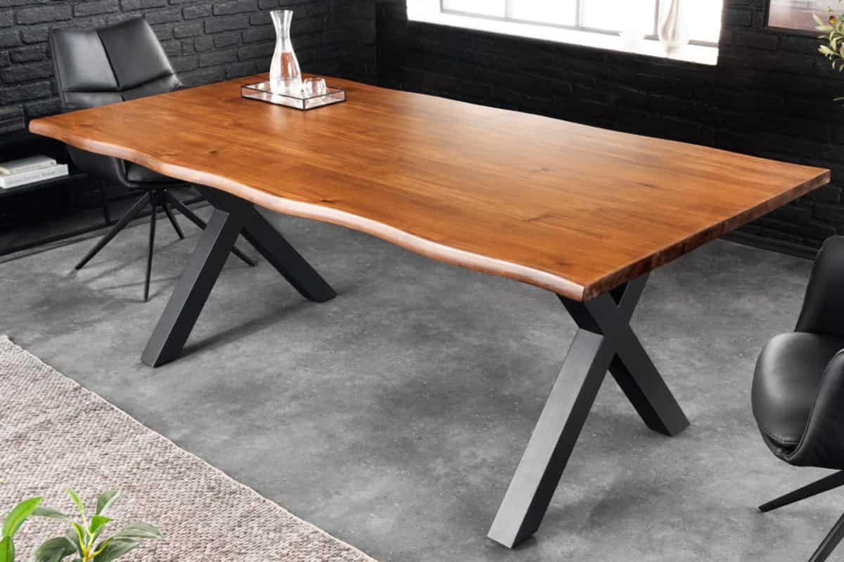 ESSTISCH GENESIS Akazie Braun 200cm - Schwarz/Braun, Holz/Metall (100/200/77cm) - riess-ambiente