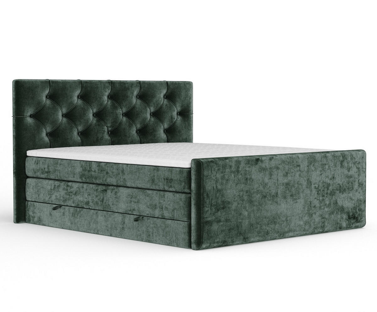 BOXSPRINGBETT Hugo Grün 140/200 cm - Schwarz/Grün, Holz/Holzwerkstoff (140/200cm) - Maison de Reve
