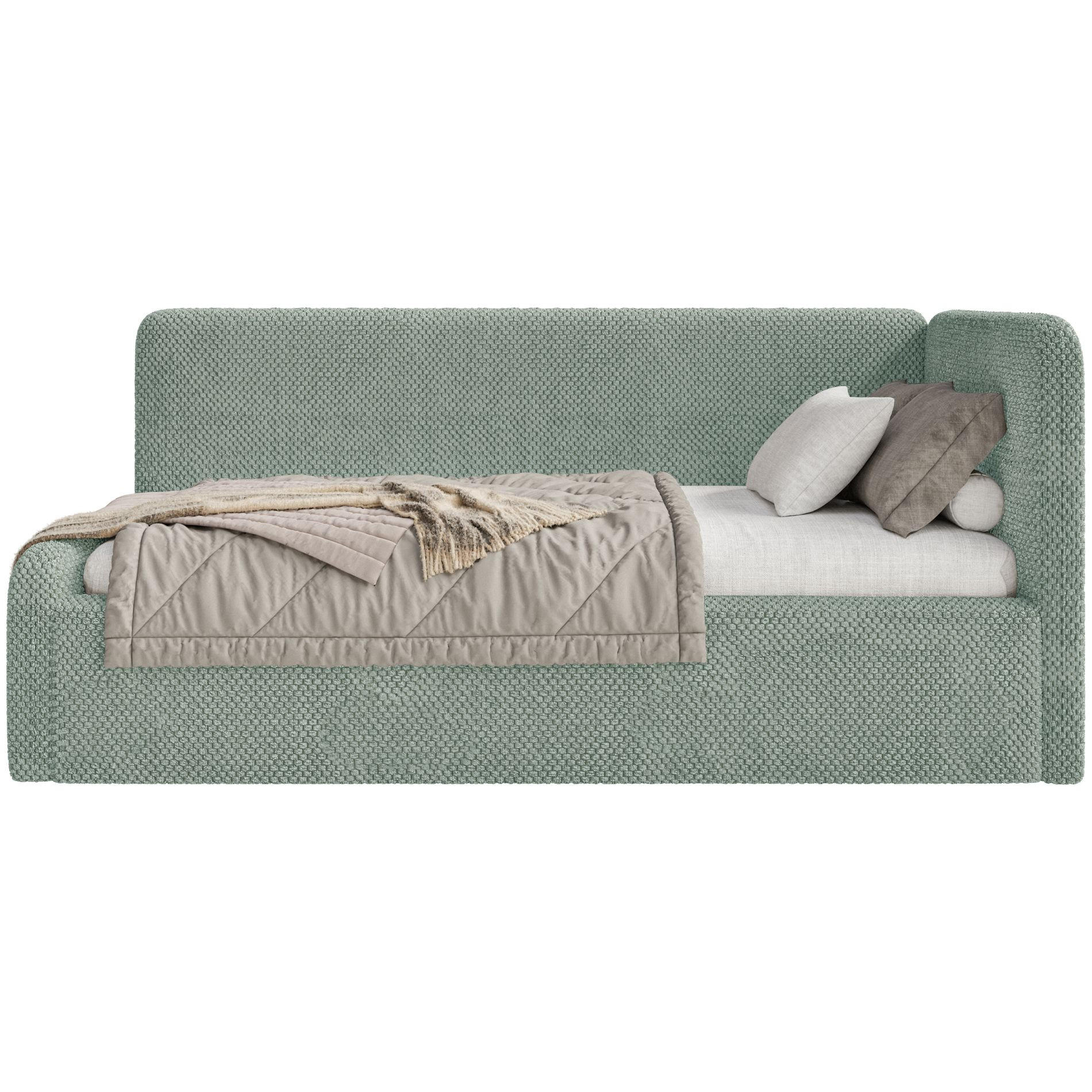 JUGENDBETT Fanko Samt Salbeigrün 90x200 cm - Schwarz/Hellgrün, Kunststoff/Textil (90/200cm) - Selsey