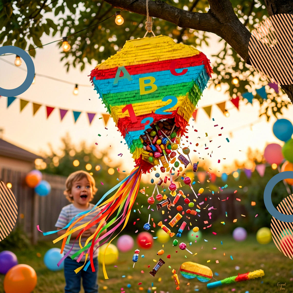 PINATA - Multicolor, Papier/Wellpappe (36/48/7.5cm) - Relaxdays