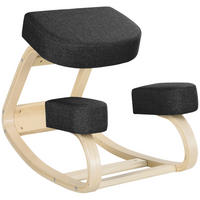 KNIESTUHL, ergonomischer Sitzhocker, Polsterhocker, 120 kg belastbar, Schwarz - Schwarz, Holz/Textil (51/58/69cm) - Vinsetto