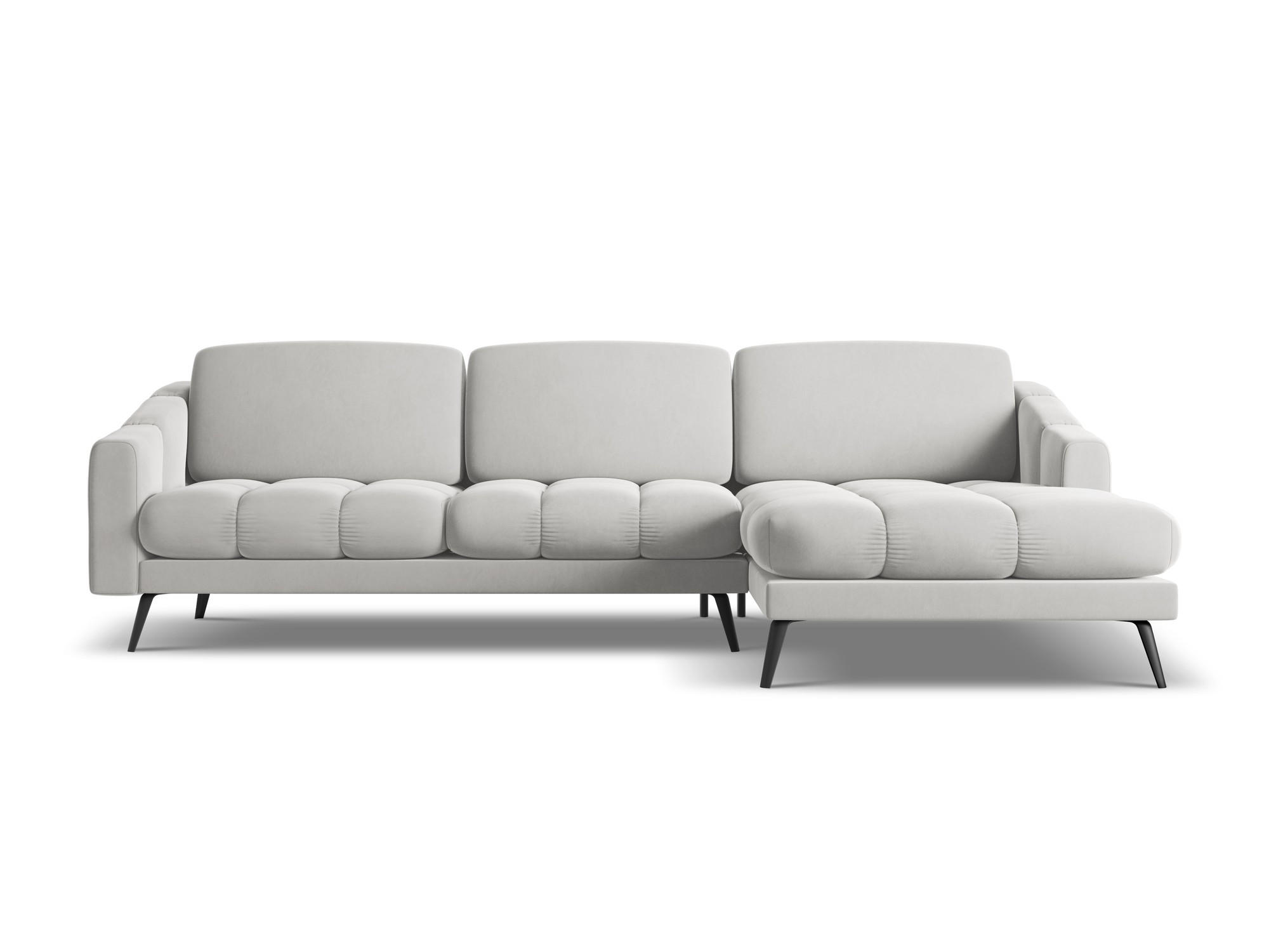 ECKSOFA Rechts Samt Stoff Grau - Silberfarben/Schwarz, Textil/Metall (264/160cm) - Makamii