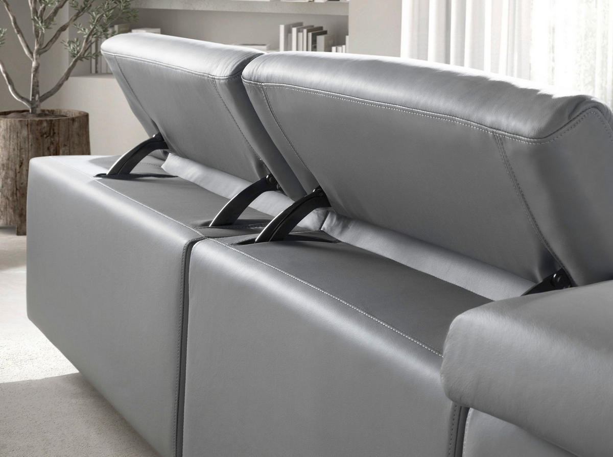 ECKSOFA Ecke Grau Geschwärzter Stahl 330/224/100 cm - Grau, Leder (330/224cm) - ANGEL CERDA