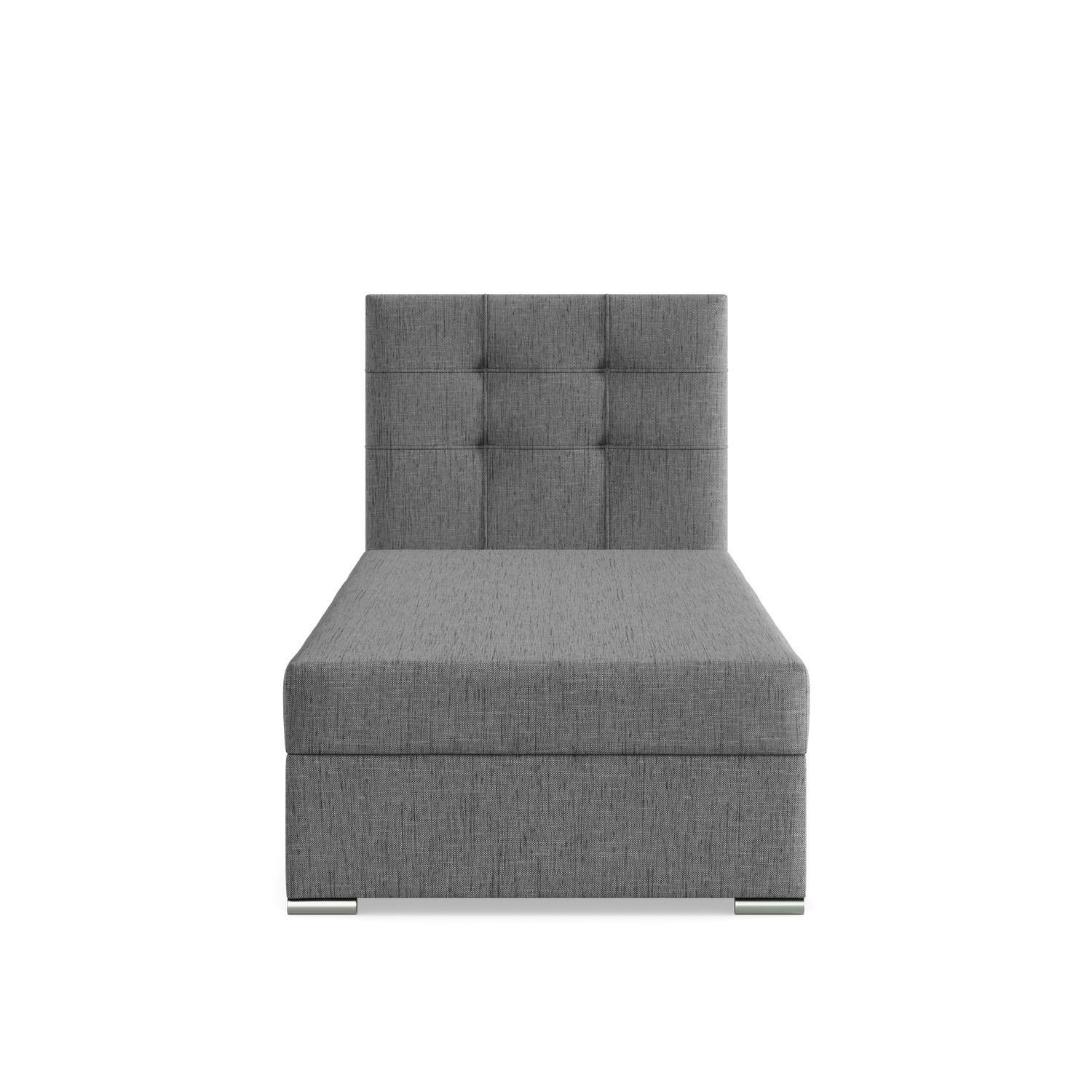 BOXBETT MIT KOPFTEIL 90x200 ELDA, Grau - Dunkelgrau, Textil (90/200cm) - Mebligo