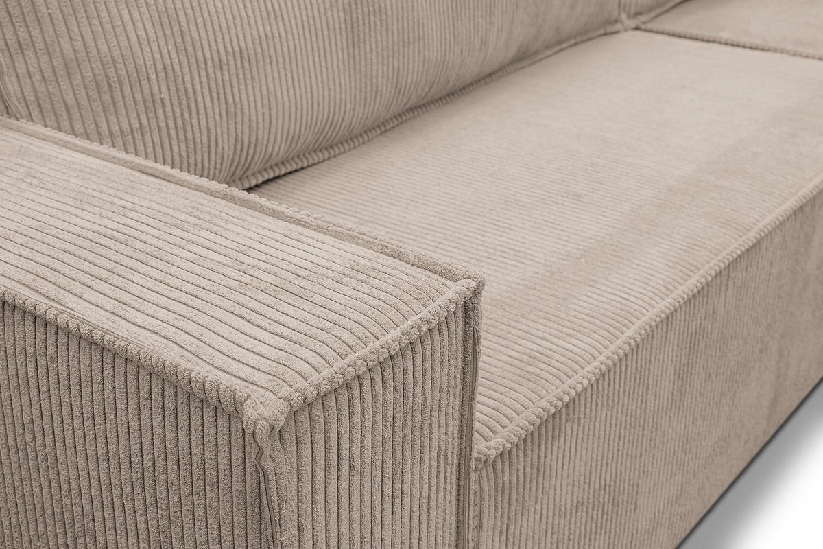 ECKSOFA HUGO XL Schlaffunktion und Bettkasten Cord-Stoff (Braun) - Braun, Textil (274/142cm) - VENASI MÖBEL