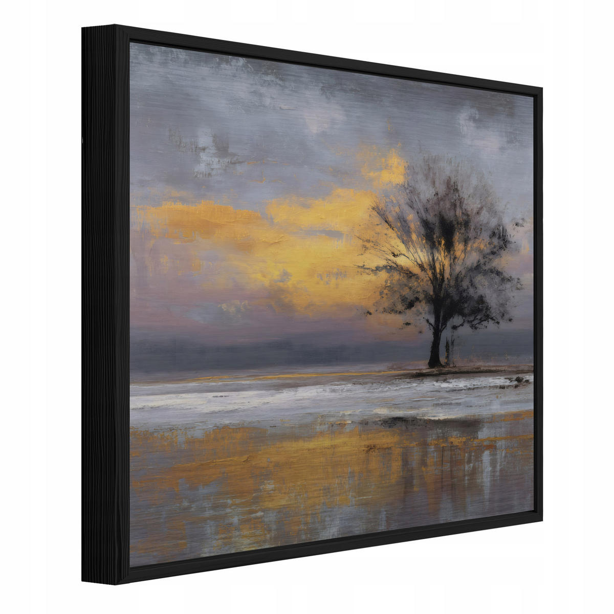 BILDER mit Rahmen Abstraktion Baum Golden 30x30 cm - Multicolor, Metall (30/30cm) - Wallarena