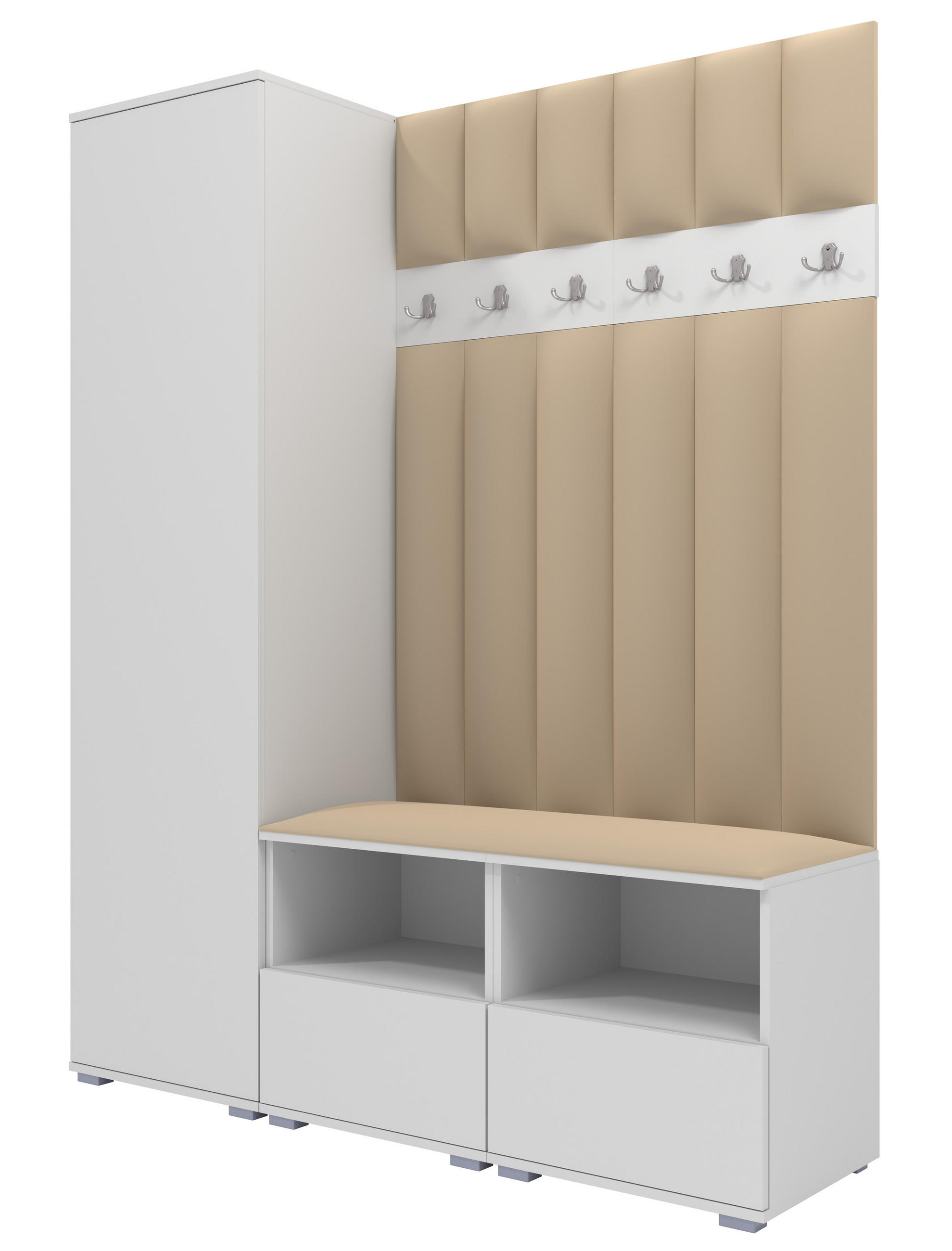 Ravio Gepolstert Weiß, Beige 150x187x40 cm