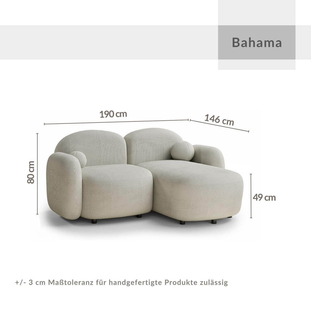 ECKSOFA Bahama Anthrazit Samtstoff - Anthrazit/Schwarz, Holz/Holzwerkstoff (190/146cm) - Maison de Reve