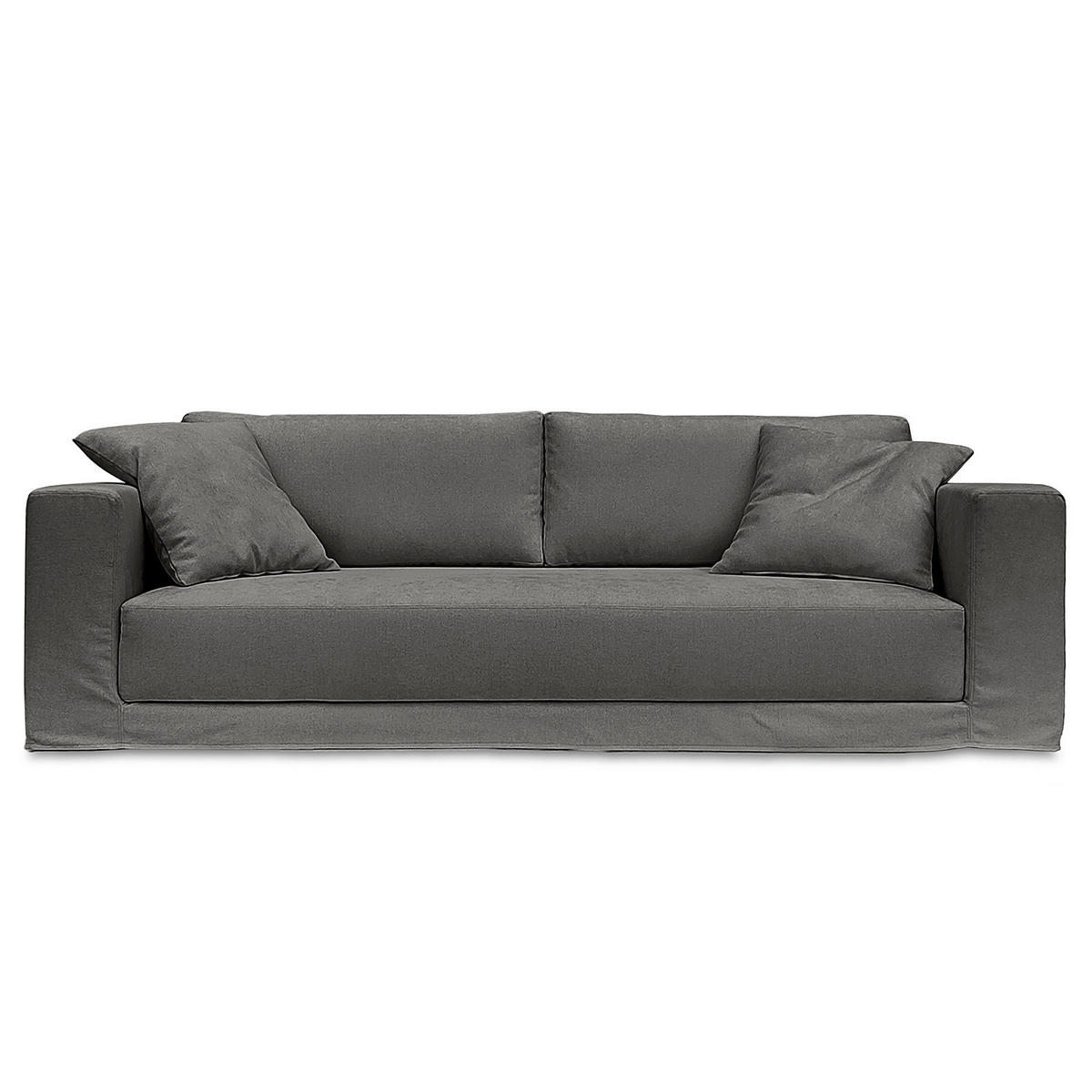 3-SITZER SOFA mit Wechselbezug - Webstoff - Dunkelgrau, Textil (245/63/122cm) - home24