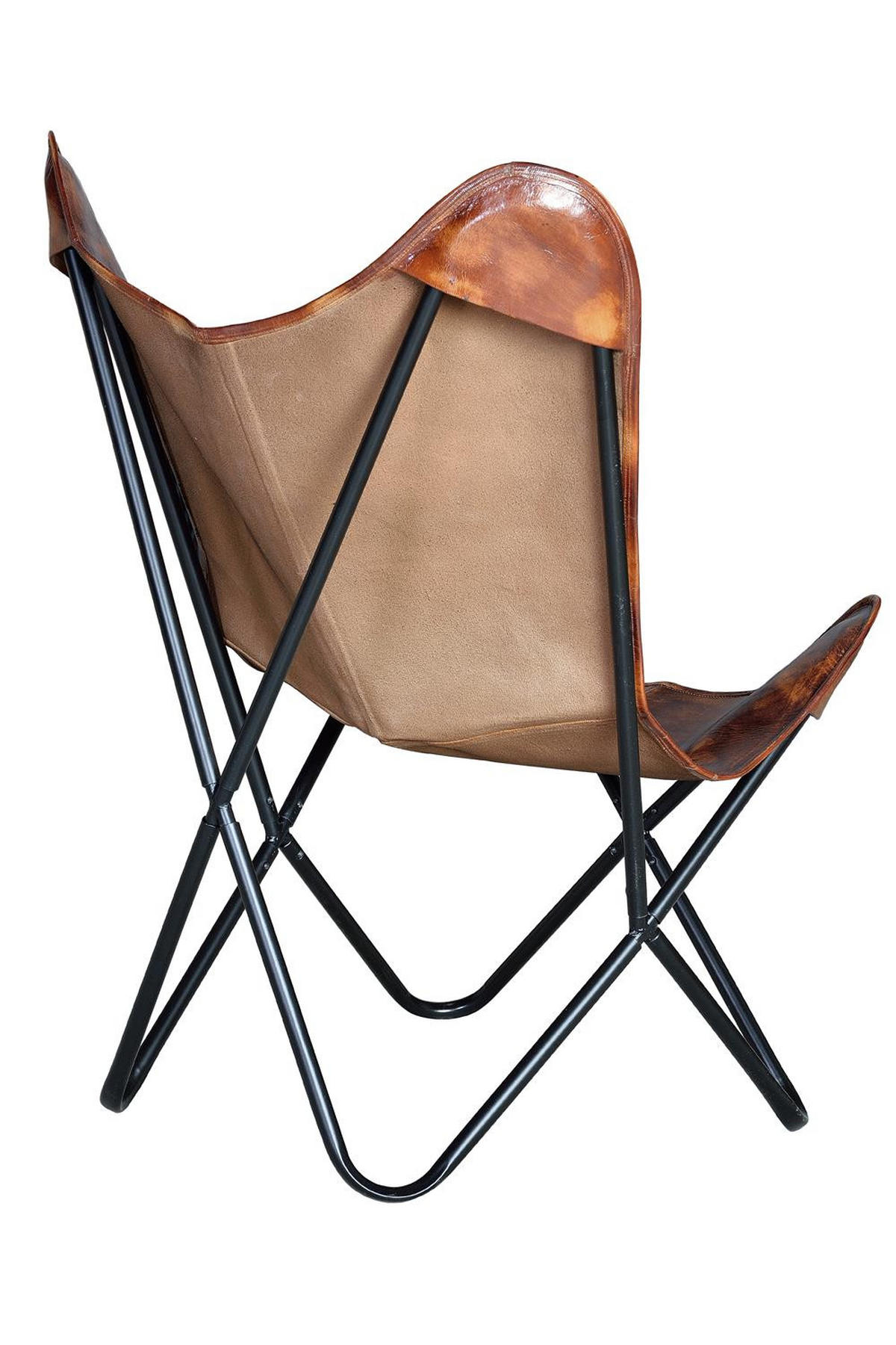 STUHL aus Leder und Metall - Braun, Fell (72/95/68cm) - Giner y Colomer