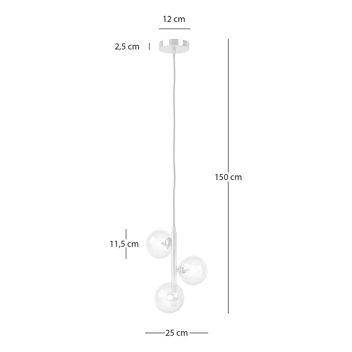 PENDELLEUCHTE - Metall / Glas - 3-flammig - Goldfarben/Bernsteinfarben, Glas/Metall (23/25/150cm) - home24