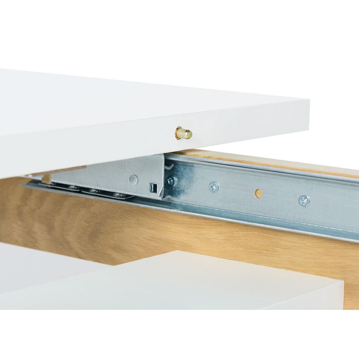 AUSZIEHBARER-ESSTISCH FRISK Skandinavischer Stil, weiß - Eichefarben/Weiß, Eichenholz/Holzwerkstoff (80/140/75cm) - KONSIMO®