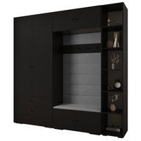 GARDEROBEN-SET 236,7/240/47 - Schwarz/Grau, Holz/Kunststoff (240/236.7/47cm) - Abiks Möbel