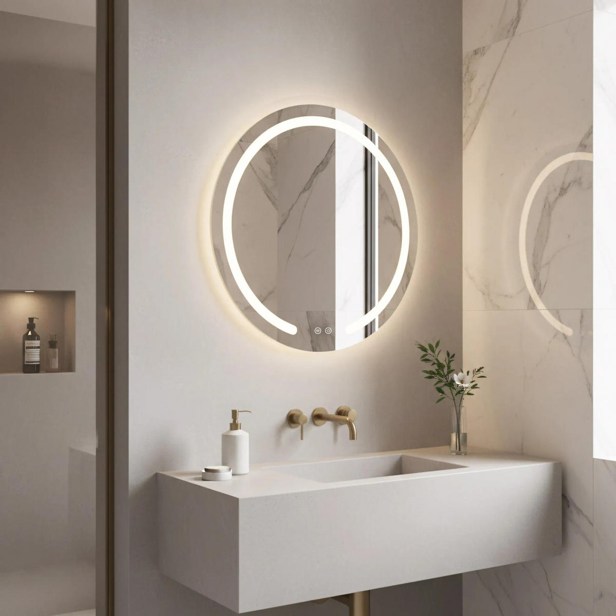 SPIEGEL Rea Led 60cm Modern - Transparent, Glas (60/60/2.5cm) - REA