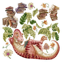 WANDAUFKLEBER 80x119cm - Dino der Leser - Multicolor, Kunststoff (80/119/0.1cm) - Wallfluent