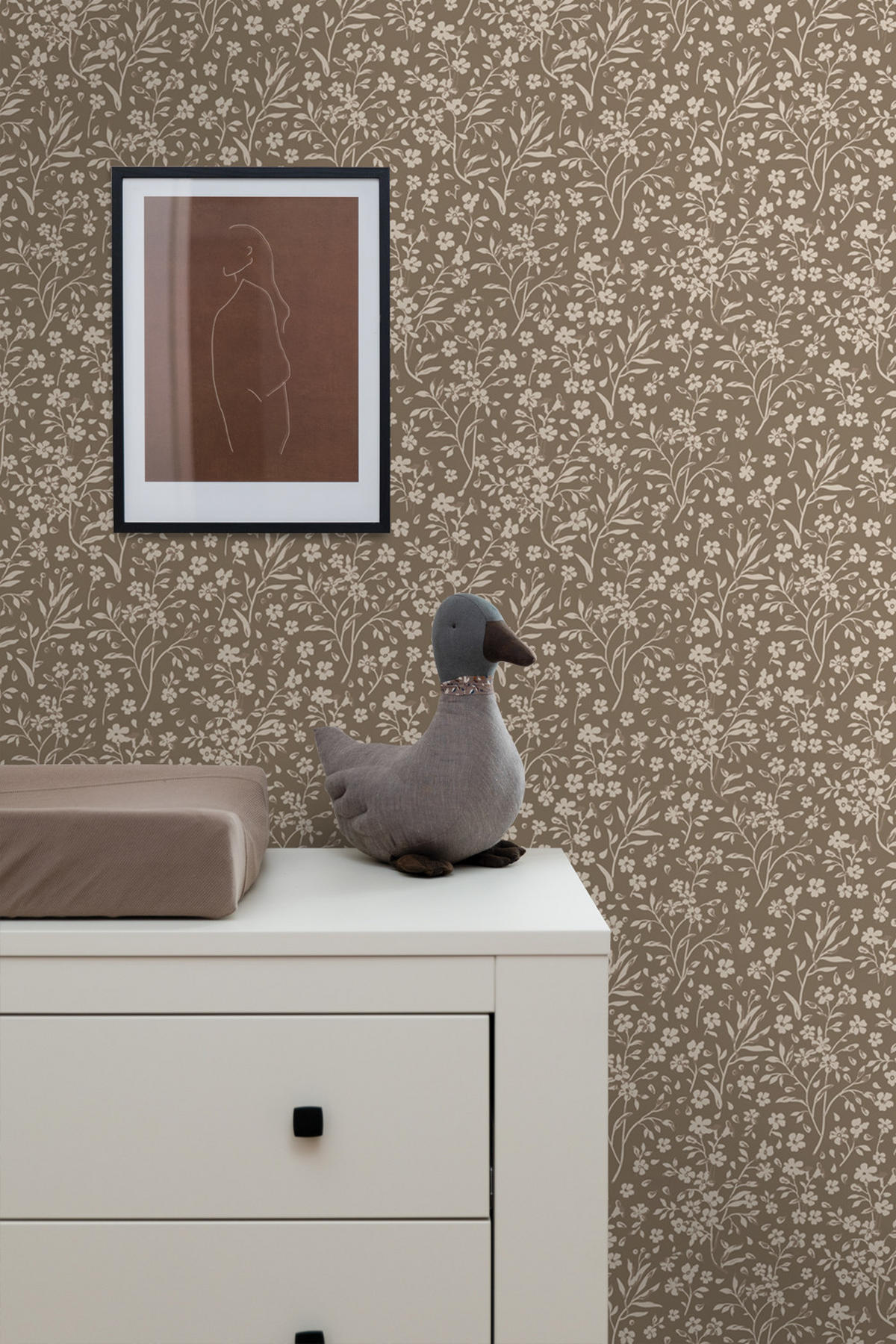 TAPETE Blumen 50 x 900 cm - Braun, Papier (50/0.1cm) - ESTAhome