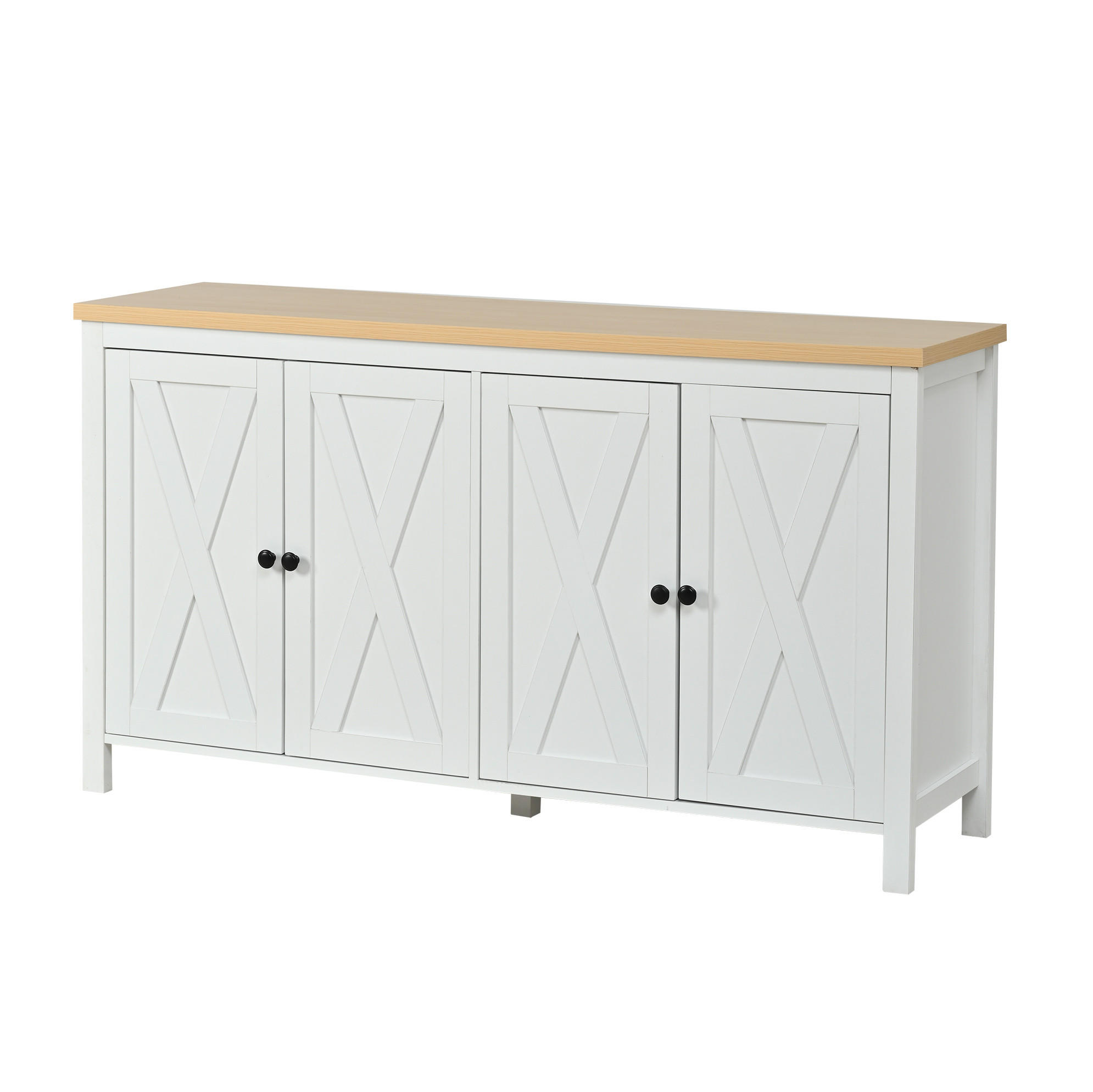 SIDEBOARD 140/40/78 cm weiß aus MDF mit 4 Türen - Weiß, Holzwerkstoff (140/78/40cm) - OKWISH