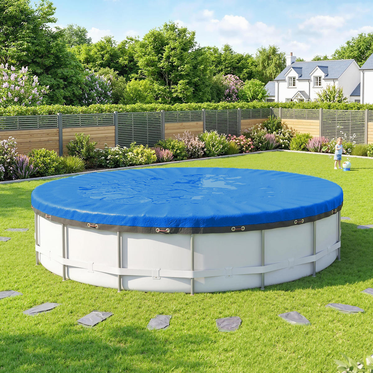 POOL-WINTERABDECKUNG PE Blau - Blau, Kunststoff (450/450cm) - Outsunny