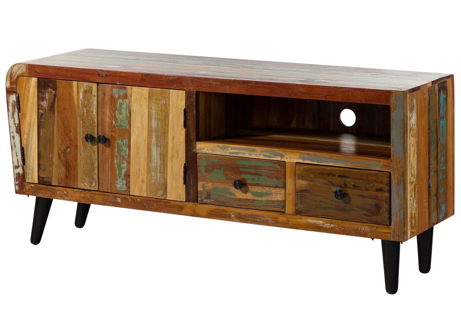 TV-BOARD Altholz 160x45x70 mehrfarbig lackiert SIXTIES #116 - Multicolor, Holz (160/70/45cm) - Massivmoebel24