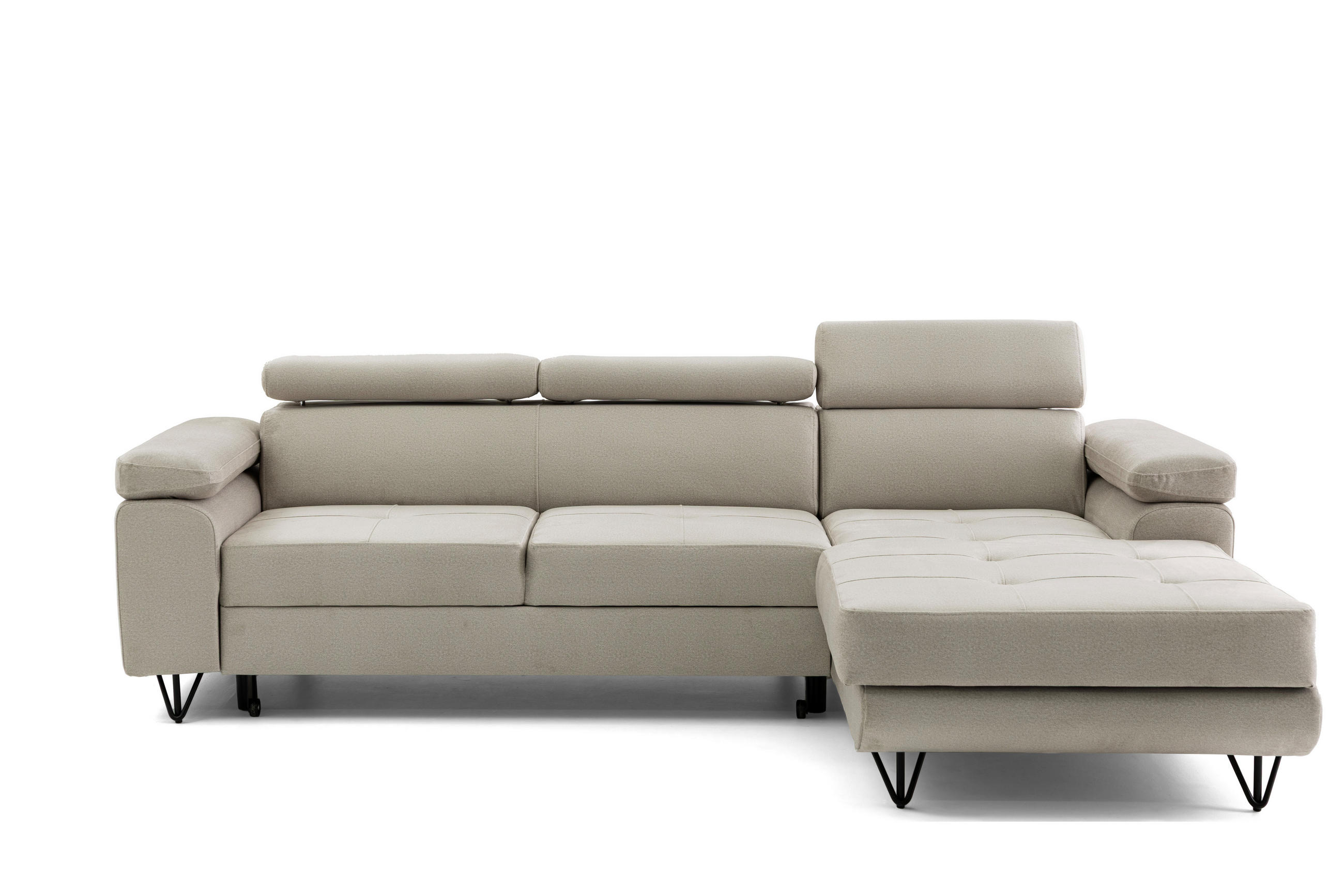 ECKSOFA NORIS L Beige mit Schlaffunktion Rechts - Beige, Holz/Textil (250/183cm) - Muffo