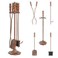 KAMINBESTECK-SET 5 TLG. Dovre - Bronzefarben, Metall (17.5/80/17.5cm) - [en.casa]