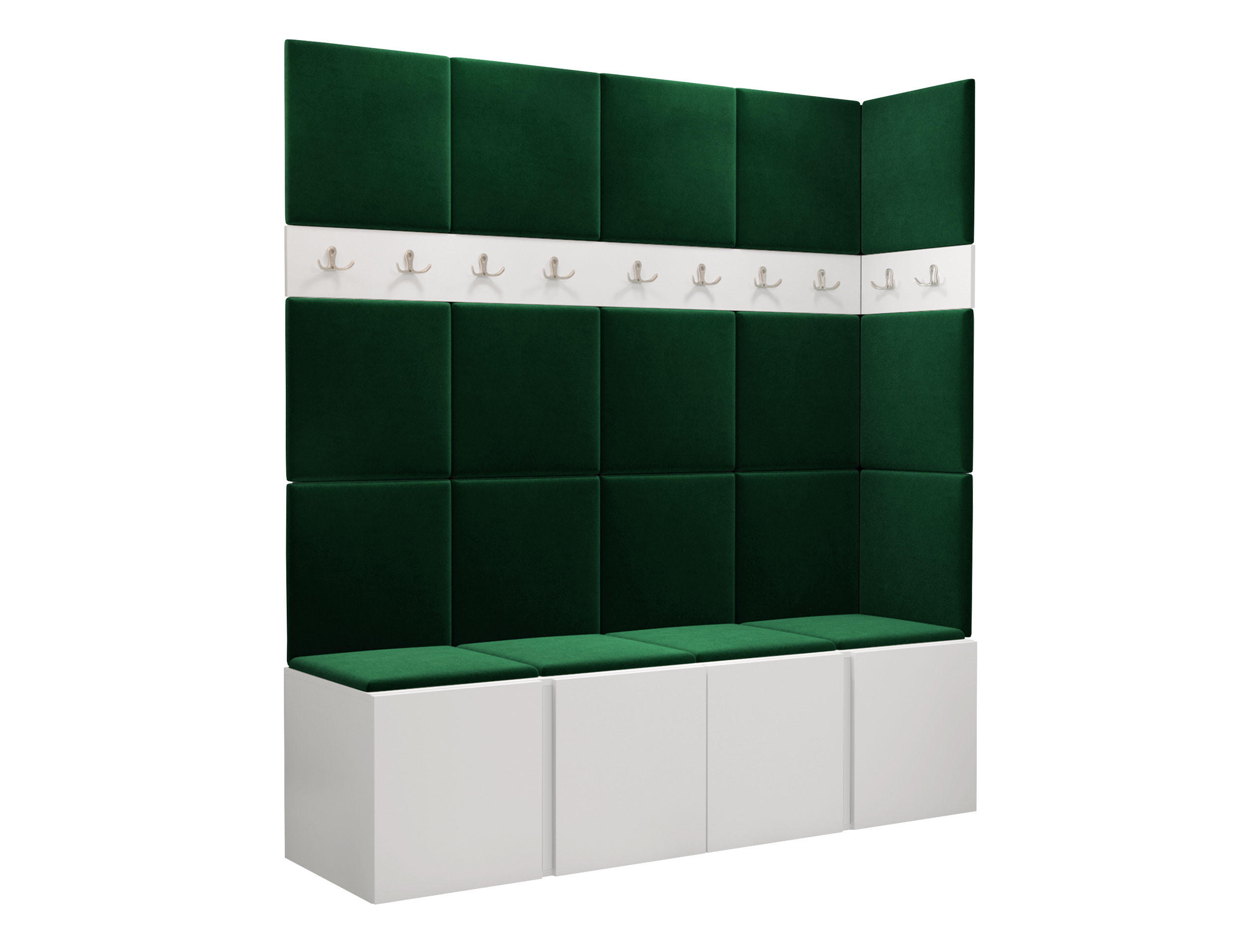 GARDEROBEN-SET Orion II - Weiß/Grün, Holzwerkstoff/Kunststoff (168/186/46cm) - MIRJAN24
