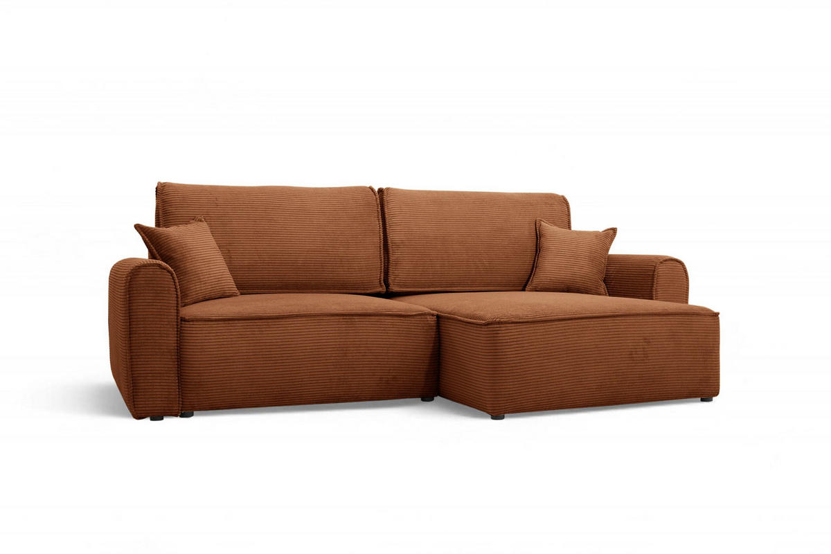ECKSOFA mit Schlaffunktion Kupfer - Orange, Textil (244/148cm) - Furnisell