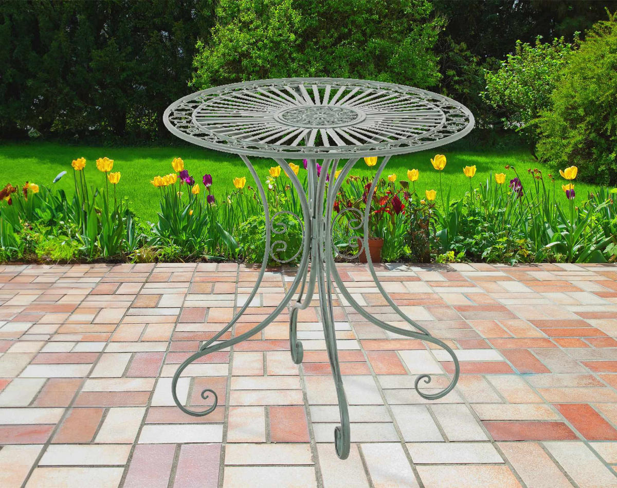 GARTENTISCH rund Ø70 cm Metall antik-grün - Grün, Metall (70/70/73cm) - CLP