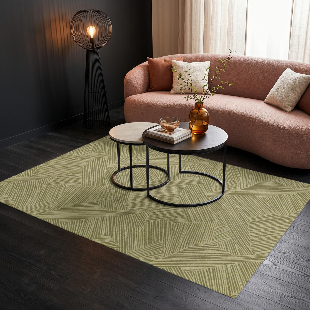 KOBERCE - Abstraktné - Moderné - Zelené - 200x140 cm - olivovozelená, textil/plast (200/0.4cm) - OnlyWow