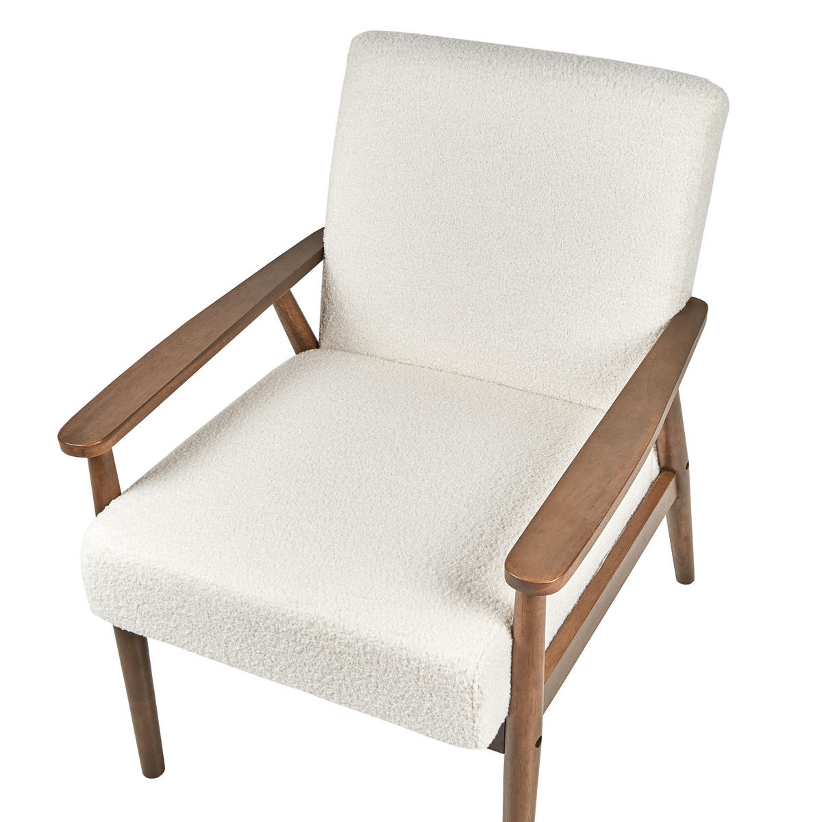 SESSEL Weiß Esrum - Creme/Braun, Textil (62/79/80cm) - Beliani