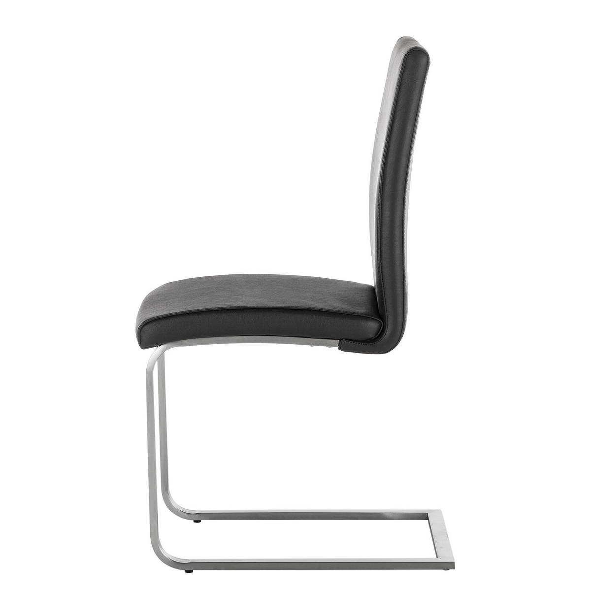 FREISCHWINGER - 2er-Set - Echtleder - Edelstahlfarben/Schwarz, Leder/Metall (44/98/58cm) - home24