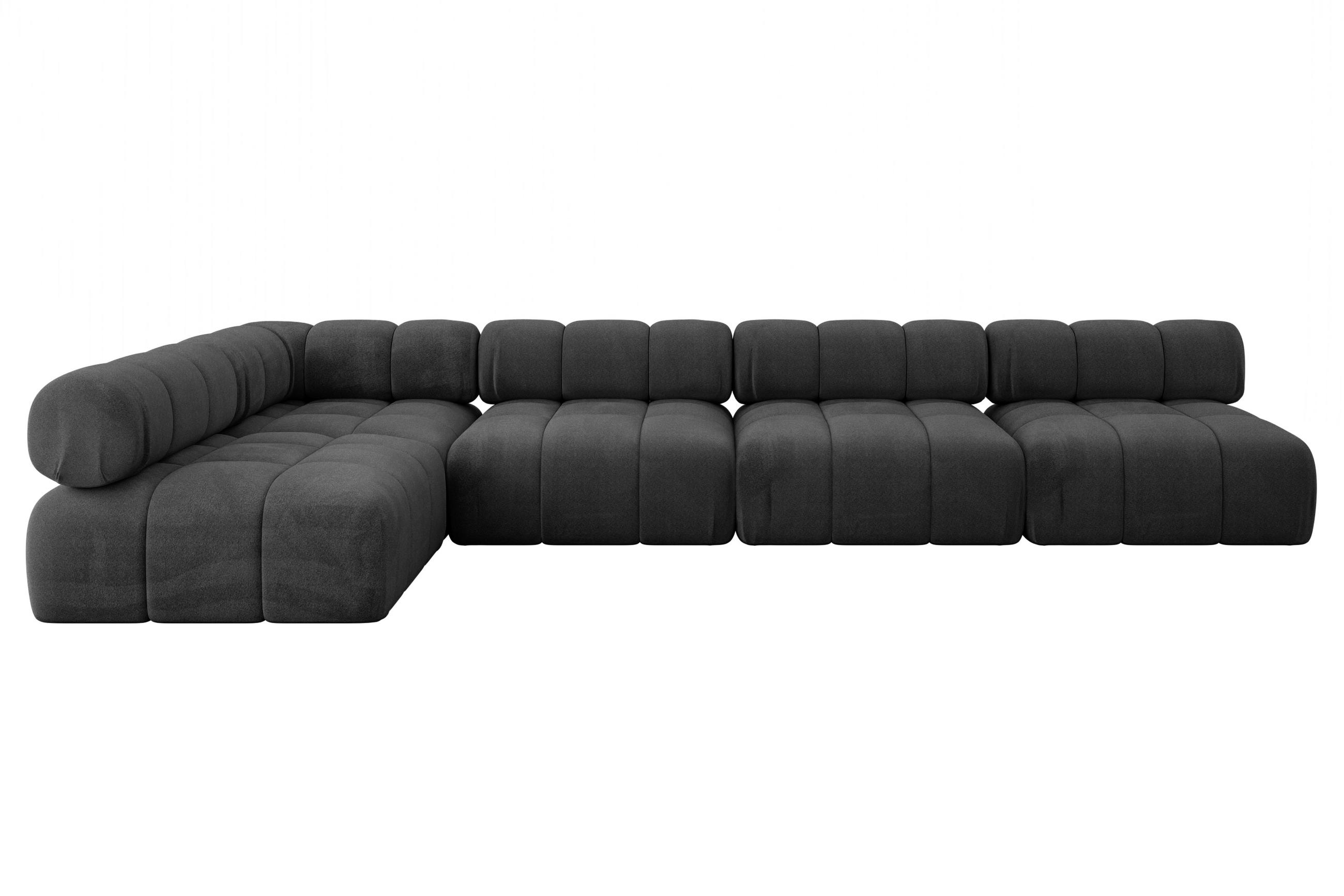 ECKSOFA modulares Sofa Samaro-L3 - 380x190x70 cm Schwarz Velours - Schwarz, Holzwerkstoff/Textil (380/190cm) - ALTDECOR