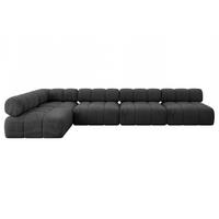 ECKSOFA modulares Sofa Samaro-L3 - 380x190x70 cm Schwarz Velours - Schwarz, Holzwerkstoff/Textil (380/190cm) - ALTDECOR