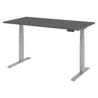 SCHREIBTISCH elektrisch XDKB 80/160/74 cm in Graphitfarben/Silberfarben - Silberfarben/Graphitfarben, Holzwerkstoff (80/160/74cm) - bümö