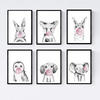 POSTER Set Mit 6 Tiere Babys Mit Kaugummi Hirschkuh Schweinefleisch Fuchs Eule Hund A4 Rahmenlos - Klar, Papier (29/3cm) - Nacnic