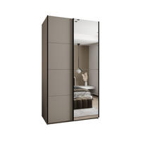 SCHWEBETÜRENSCHRANK 245,5/140/64 2-türig - Kaschmir/Schwarz, Holz/Metall (140/245/64cm) - Abiks Möbel