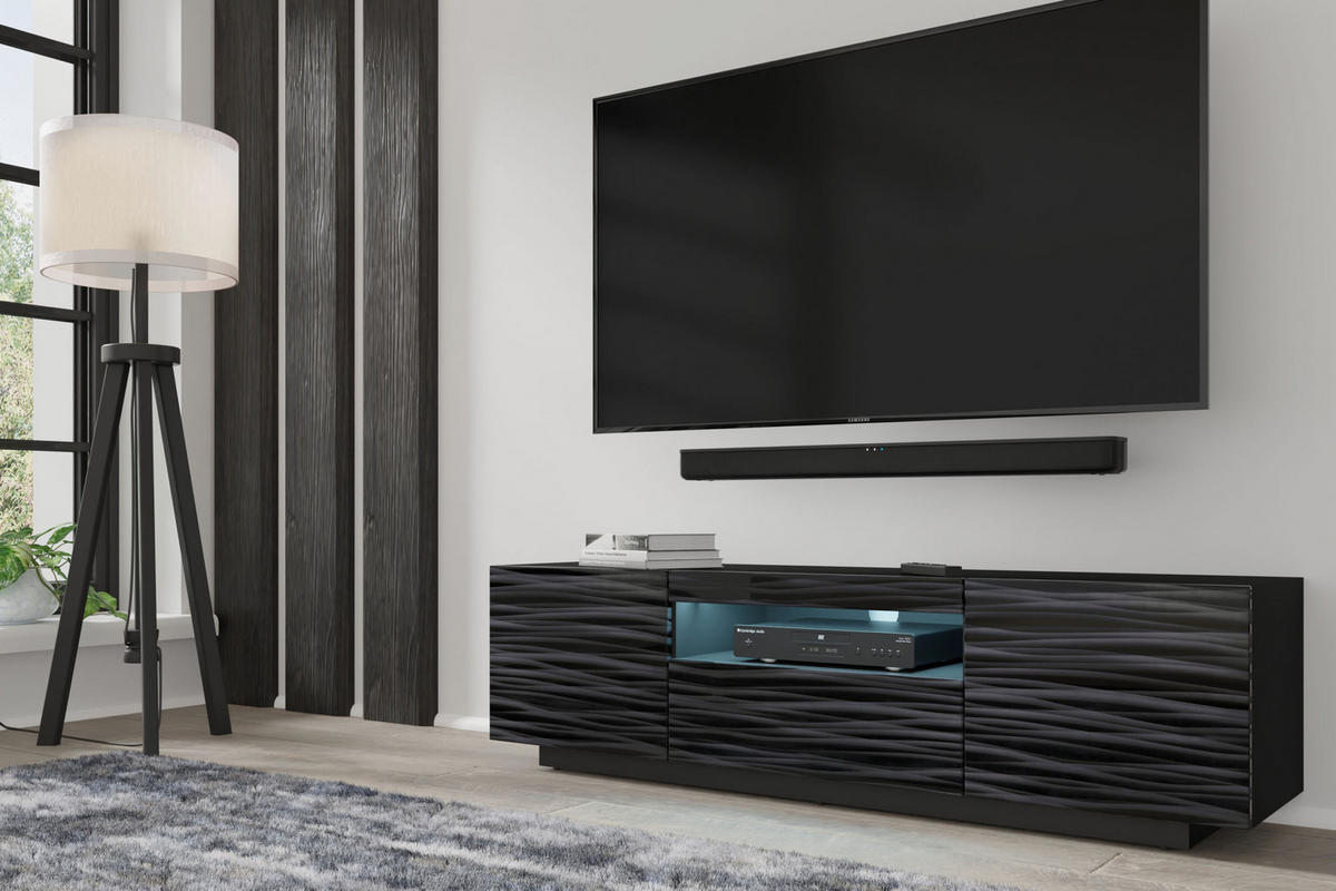 TV LOWBOARD Schwarz Hochglanz 150/42/37 - Schwarz Hochglanz, Holzwerkstoff (150/42/37cm) - RAUMHIRSCH FURNITURE