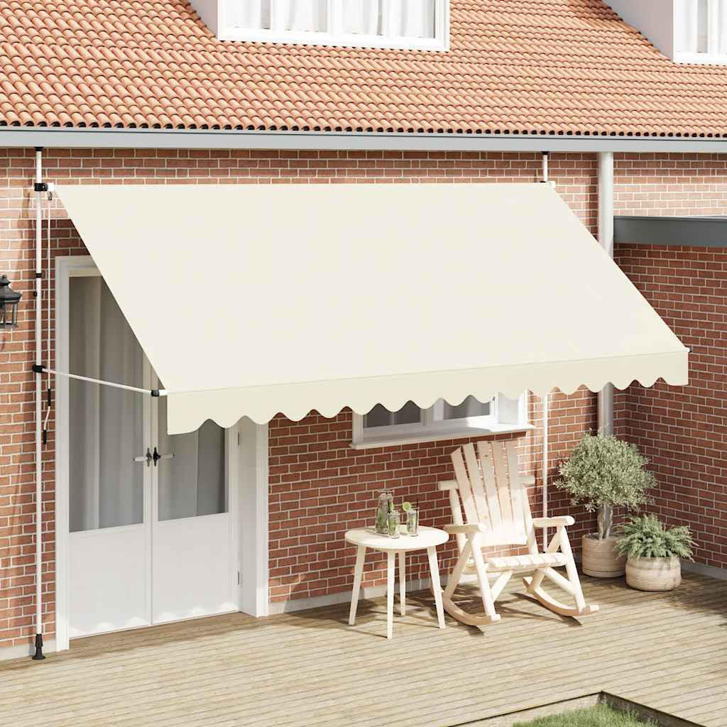 EINZIEHBARE Markise Handbetrieben 400 cm Cremeweiß - Creme, Textil (400/1/1cm) - furnicato