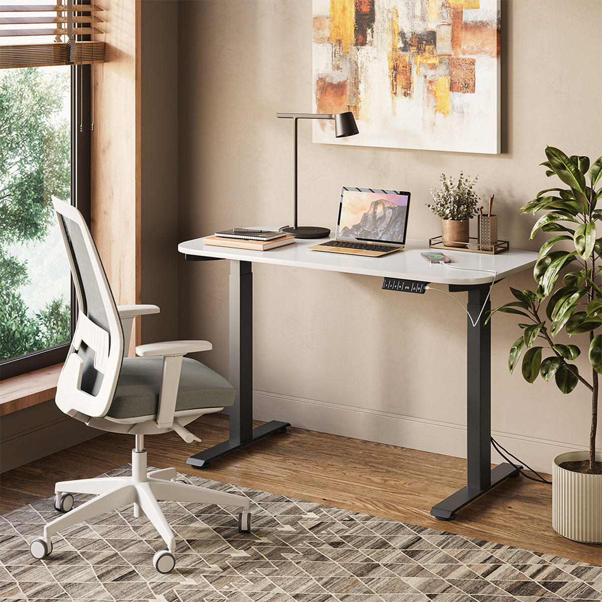 PSACÍ STŮL Elevate Černá/bílá - bílá/černá, kompozitní dřevo (60/120/120cm) - Vicco