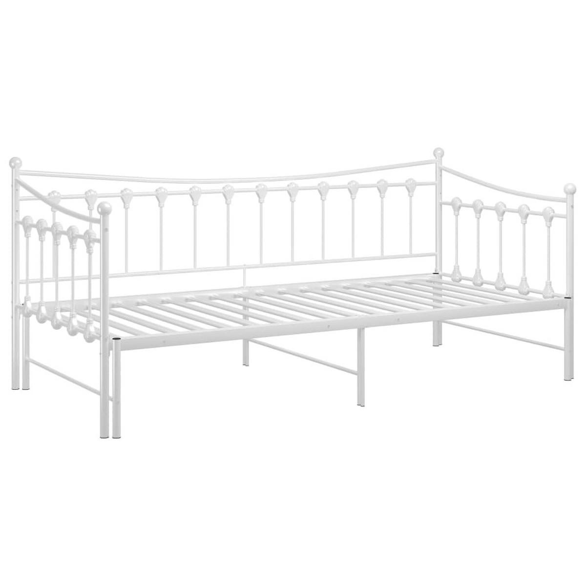 AUSZIEHSOFA Bettgestell Weiss Metall 90/200 Cm - Weiß, Leder (90/200cm) - vidaXL