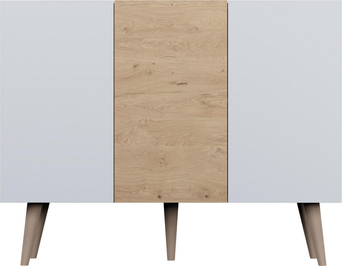 SIDEBOARD Ivy 120/95/40 in Lancelot Eiche, Weiß - Hellbraun/Braun, Holz/Holzwerkstoff (120/95.5/39.9cm) - WFL GROUP