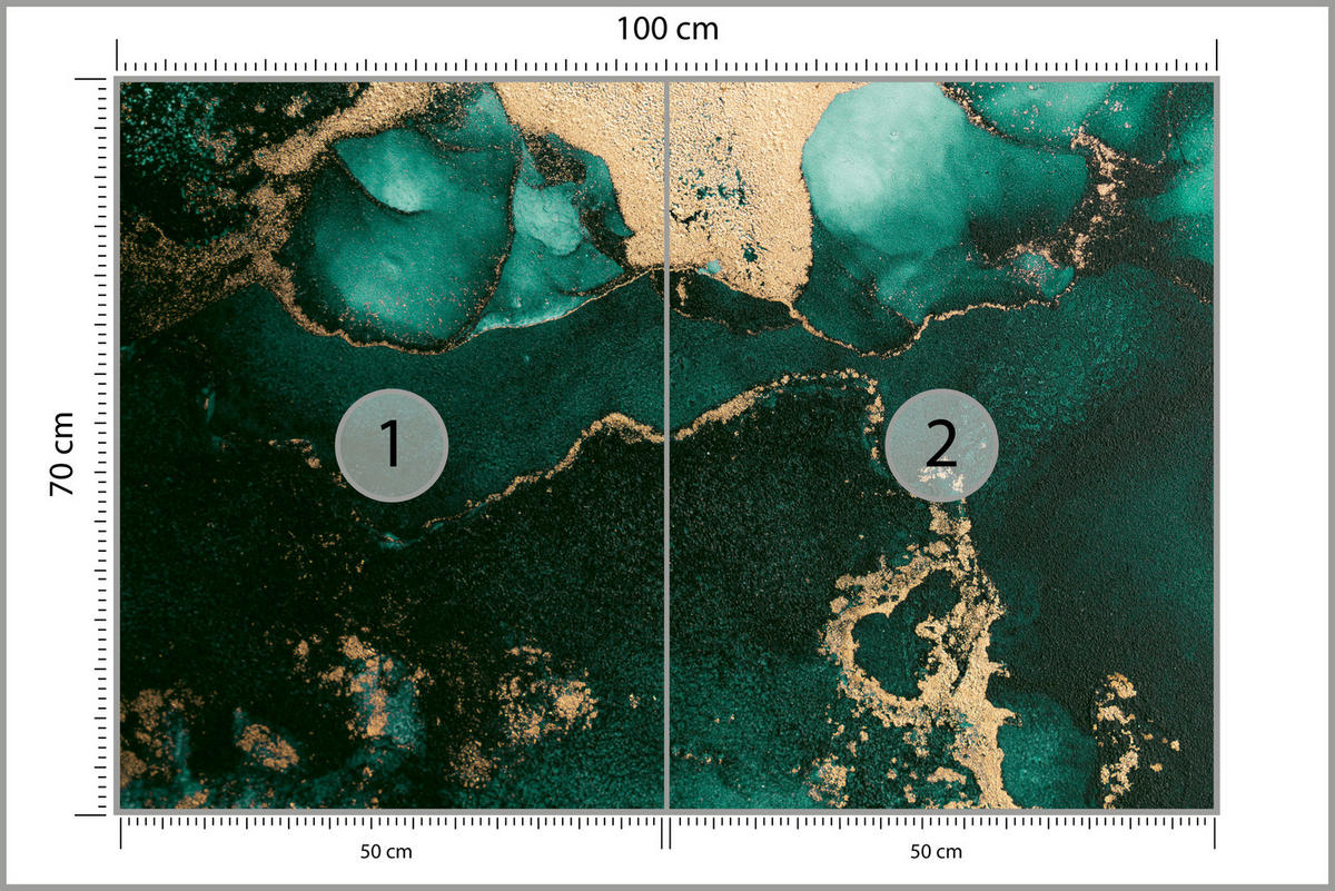 FOTOTAPETE für Küche Abstrakter Türkiser Marmor Goldimitation Modern 100x70 - Türkis, Papier (100/70cm) - Muralo