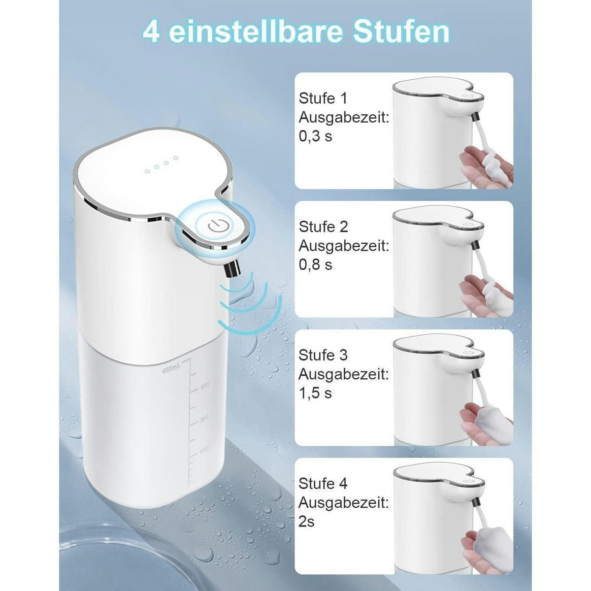 AUTOMATISCHER Seifenspender Wandmontage 400ml Wiederaufladbar Weiß - Weiß, Kunststoff (11/8/20.5cm)