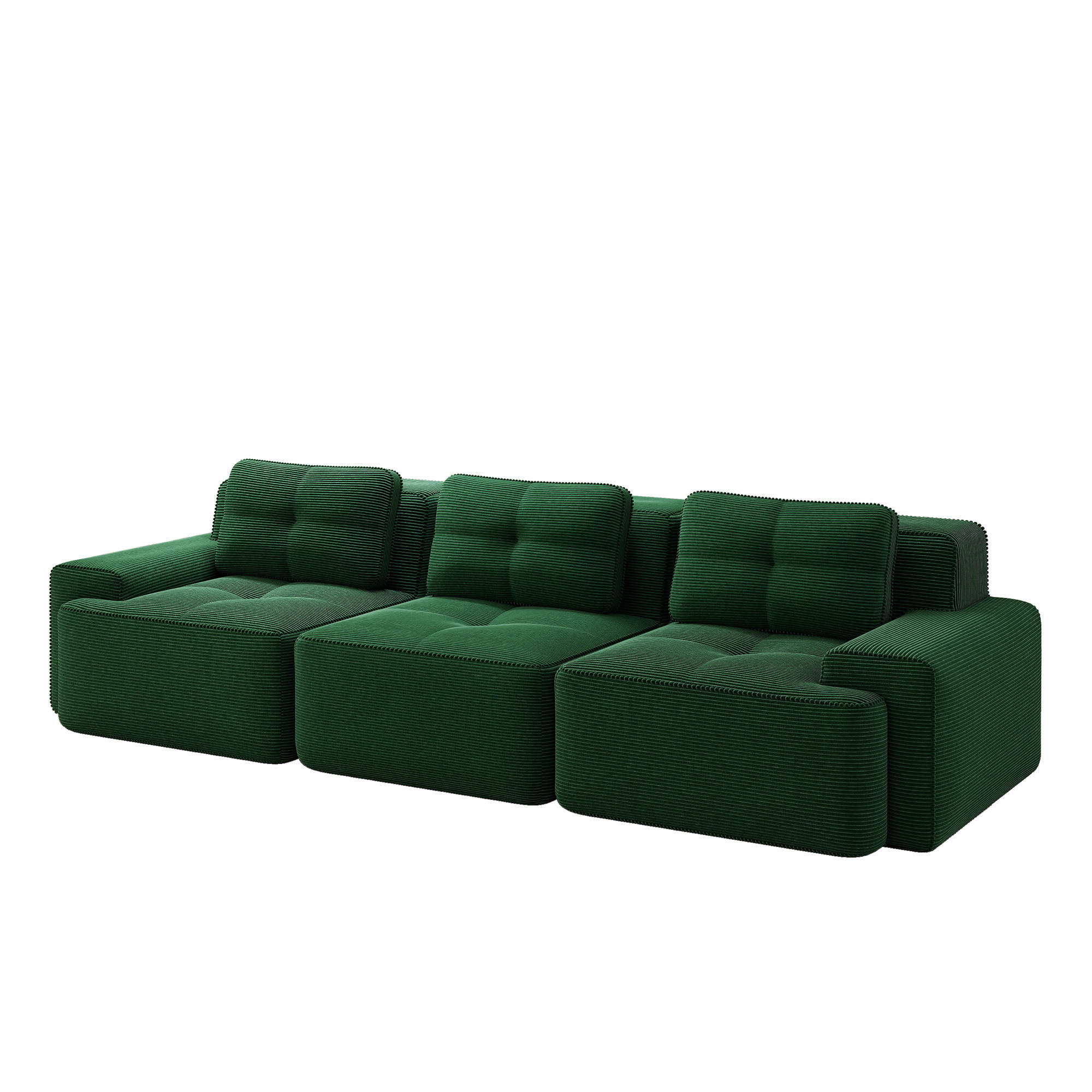 SOFA 293×104×69 cm aus kratzfestem Cordstoff rahmenlos, grün - Grün, Textil (104/69/293cm) - Luhomfu