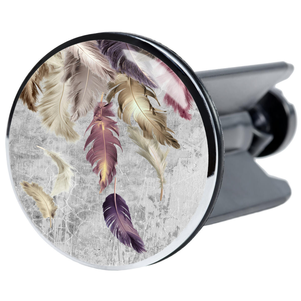 WASCHBECKENSTÖPSEL Federn - Violett, Kunststoff/Metall (4/7/7cm) - Sanilo